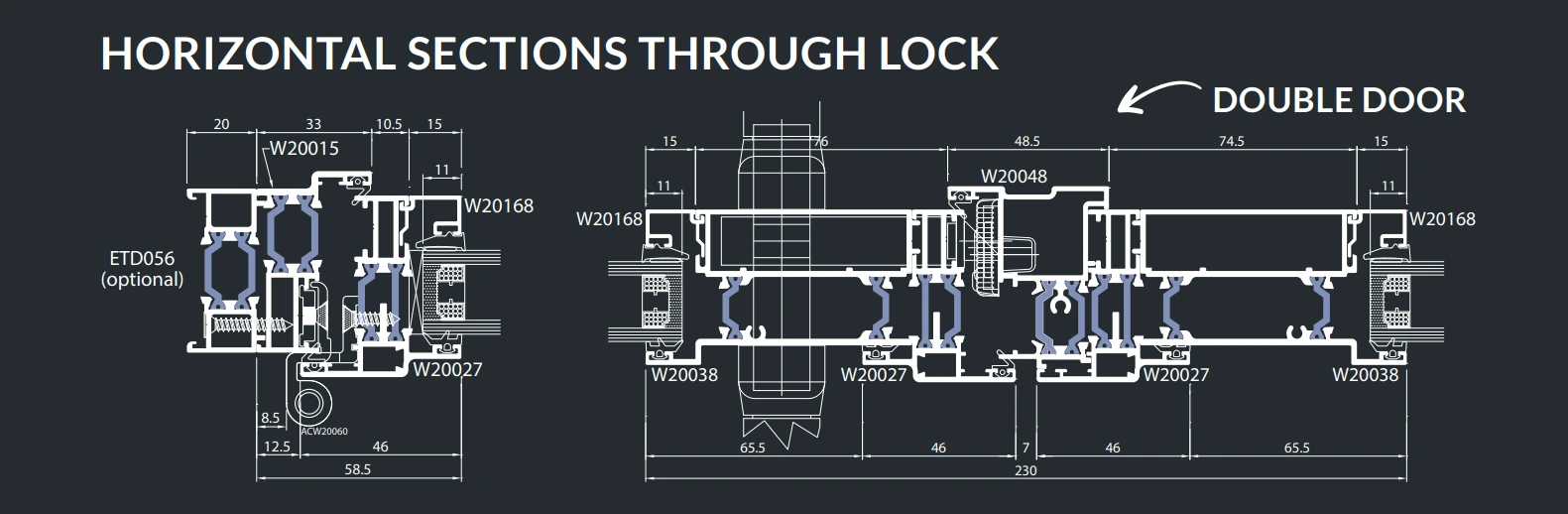 horizontal sections through lock diagram blueprint - Integra Window Systems