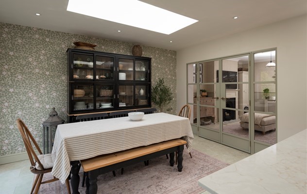 Grey internal doors between dining room and living room - Integra Windows